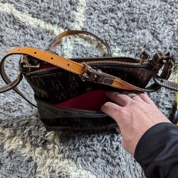 Dooney & Bourke Brown Crossbody Everyday Bag Signature DB Logo - Picture 7 of 7